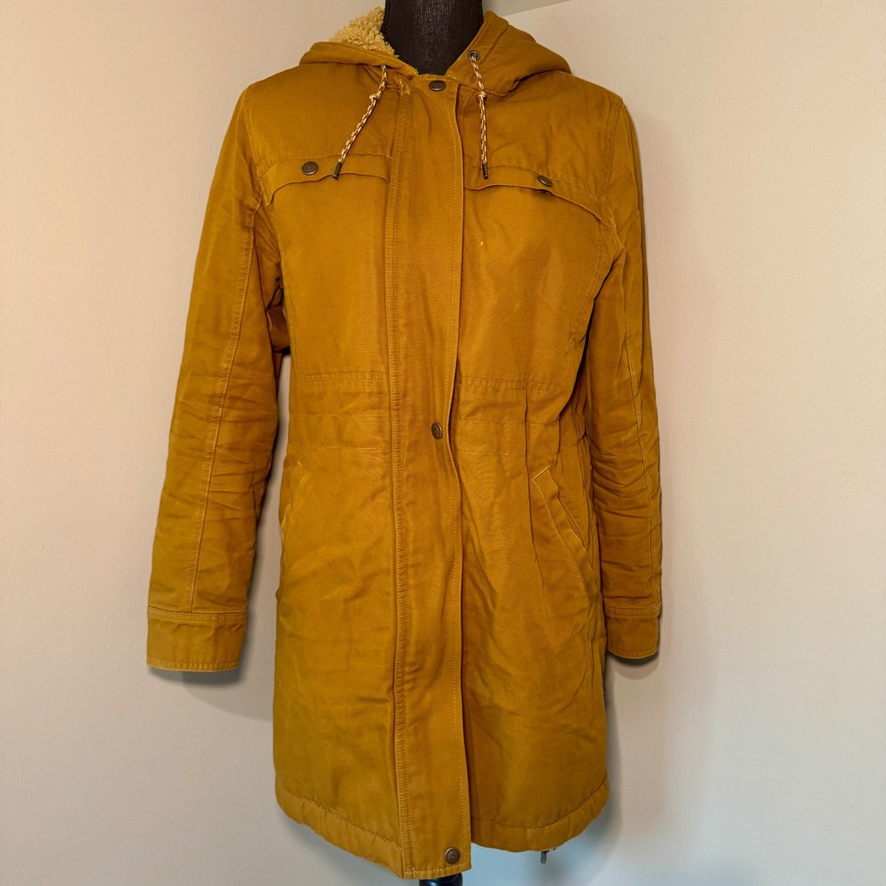 Patagonia Insulated Prairie Dawn Parka Brown Canvas Fleece Lined Size Small